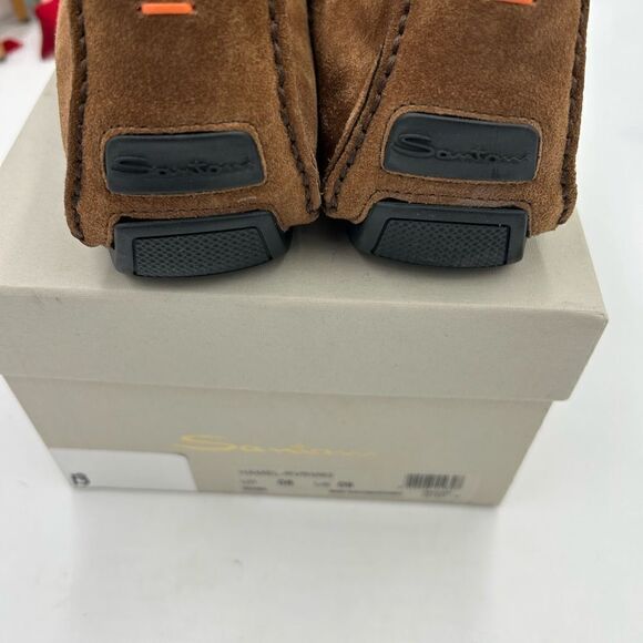 Men’s Santoni buckle detail brown suede Driver loafers size 9, made in Italy